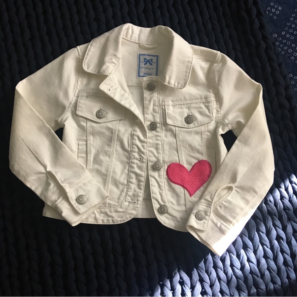 Kids White Denim Jacket, Size S, 5-6